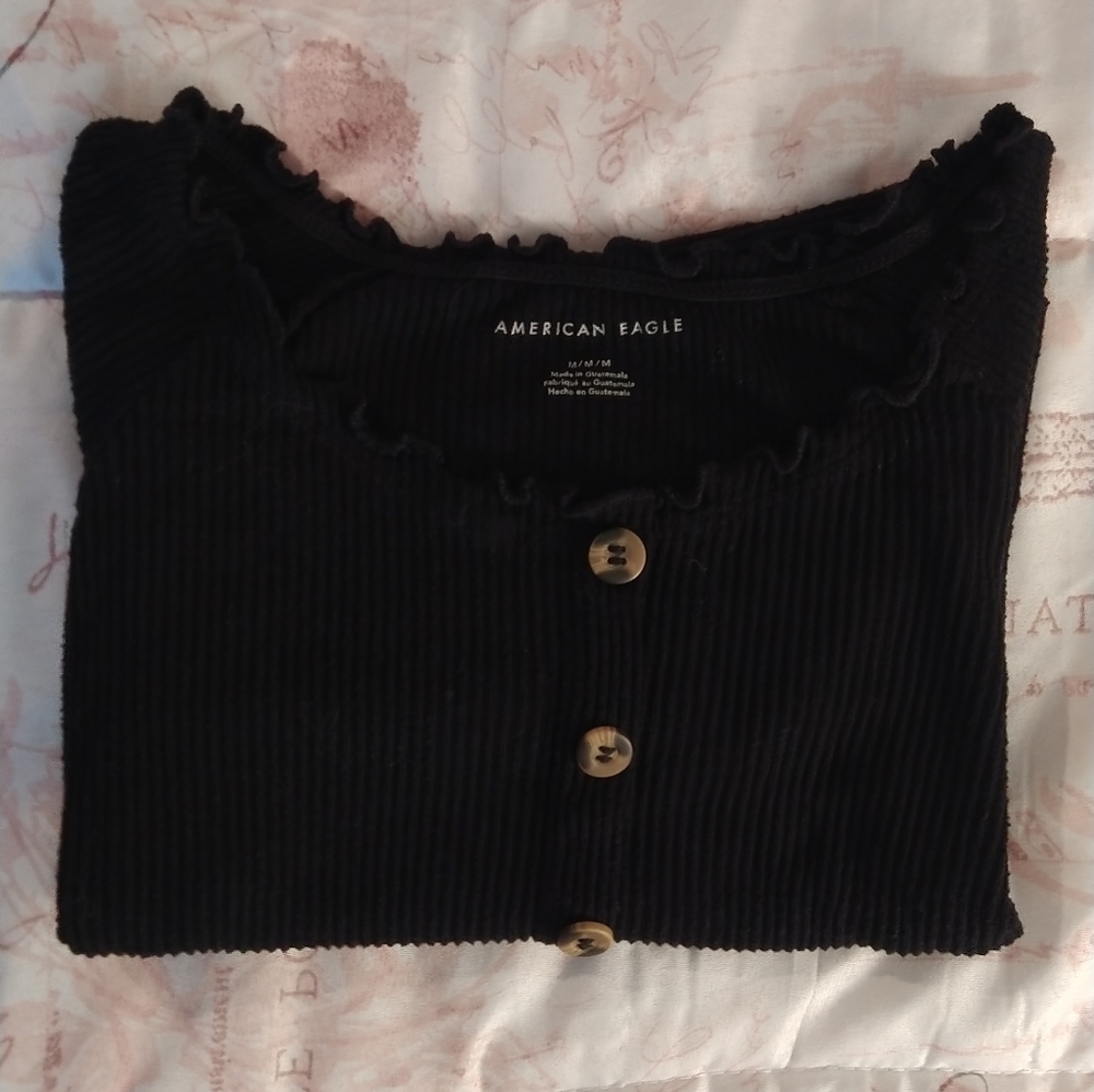 American Eagle Lettuce Edge Ribbed Sweater